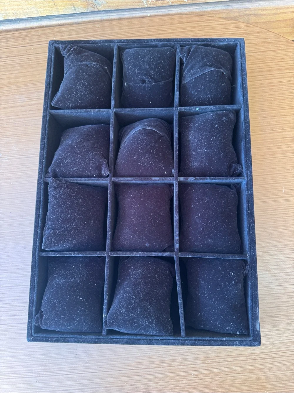 12 slot Velvet Jewelry Watch Display Tray with Padded Cushions - Black